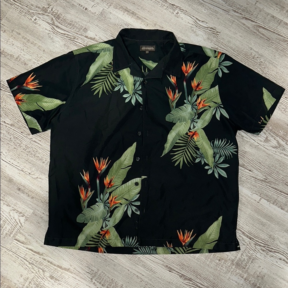 Tropical Black Floral Men's Shirt